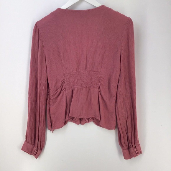 Free People Womens Peasant Top Mauve Pink Size M Cropped Boho - Picture 7 of 16